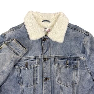 91 Denim Sherpa Lined Trucker Jacket Men's Large Blue Cotton On Western‎ Outdoor
